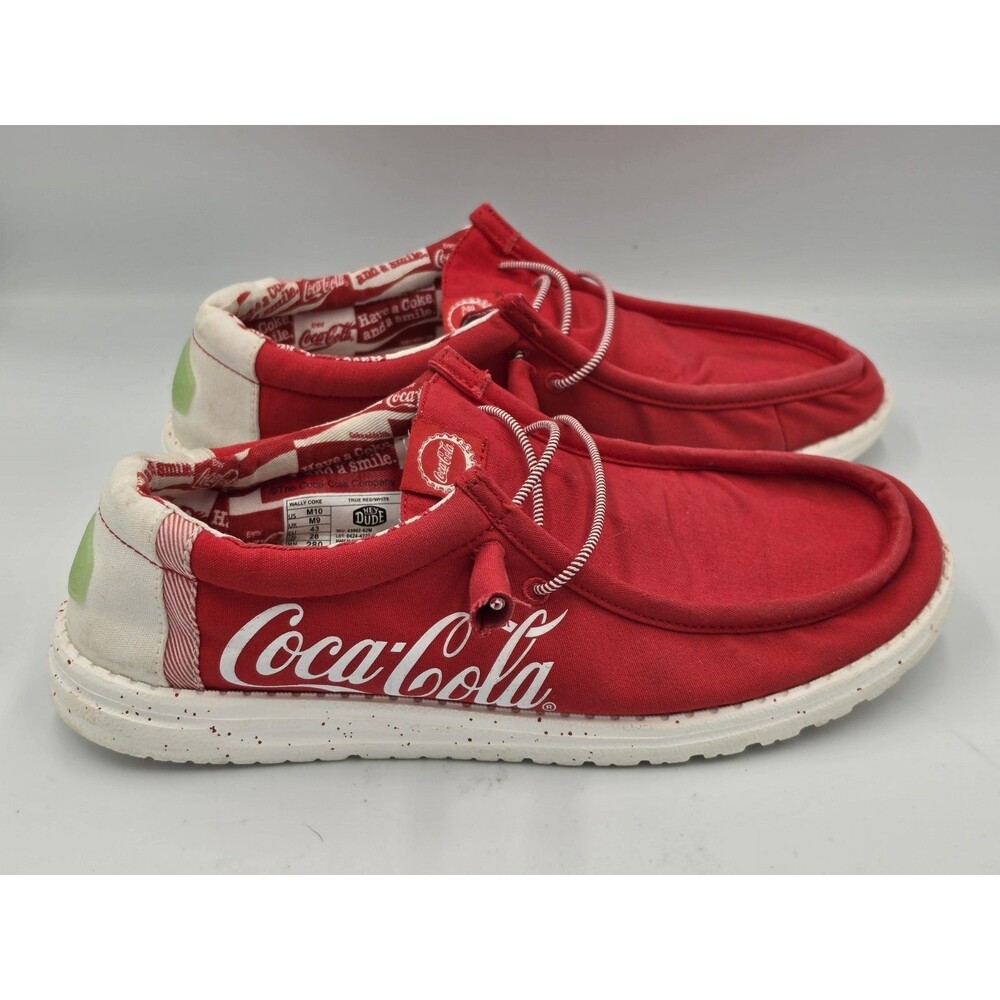Hey Dude Mens Wally Coke Coca-Cola Limited Edition Canvas Shoes Size 10 Red